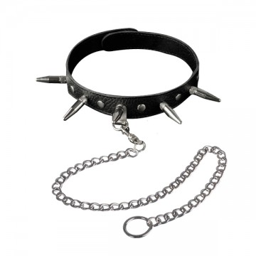 Ошейник "BDSM" с поводком и шипами, натуральная кожа 3103-1 Ошейник "BDSM" с поводком и шипами, натуральная кожа 3103-1
