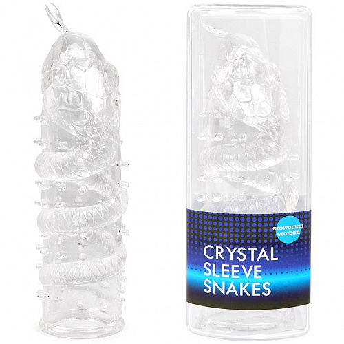 Насадка закрытая "CRYSTAL SLEEVE" Змея, 14 х 3 см EE-10104 Насадка закрытая "CRYSTAL SLEEVE" Змея, 14 х 3 см EE-10104