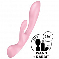 Вибратор "Satisfyer Triple Oh" двухсторонний, розовый 4018249 Вибратор "Satisfyer Triple Oh" двухсторонний, розовый 4018249