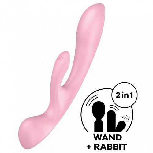 Вибратор "Satisfyer Triple Oh" двухсторонний, розовый 4018249 Вибратор "Satisfyer Triple Oh" двухсторонний, розовый 4018249
