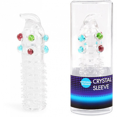 Насадка закрытая "CRYSTAL SLEEVE" пупырышки и шарики, 13.5 х 2.5 см EE-10011 Насадка закрытая "CRYSTAL SLEEVE" пупырышки и шарики, 13.5 х 2.5 см EE-10011