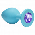 Втулка анальная голубая с сиреневым кристаллом, силикон, 70 x 27 мм 4011-05 Втулка анальная голубая с сиреневым кристаллом, силикон, 70 x 27 мм 4011-05